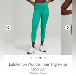 Lululemon Athletica Wunder Train High-Rise Crop Leggings in Maldives Green